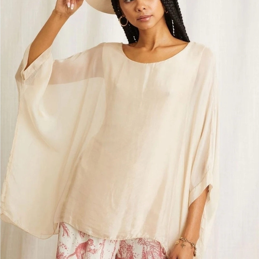 Scandal Italy Women’s Amber Silk Top M Flowing Silk Green